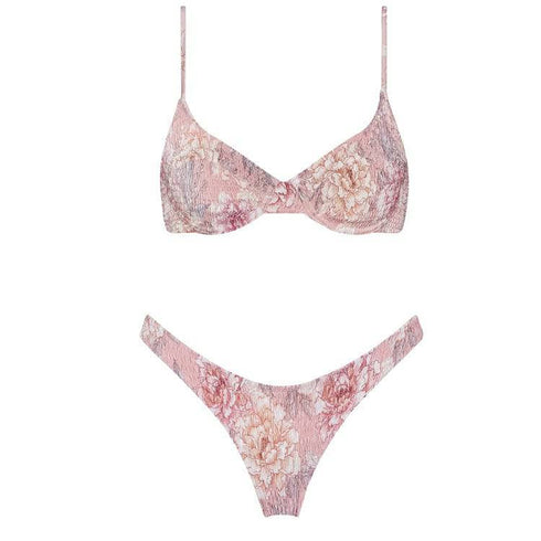 Pleated 9-Color Reversible Floral Print Swimsuit